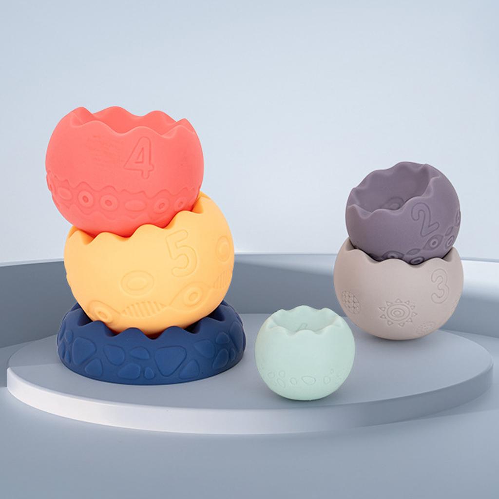 Children's Educational Soft Rubber Toy Stacking Game For Infants' Early Learning, Grasping And Sensory Development, Building Block Stacking Game