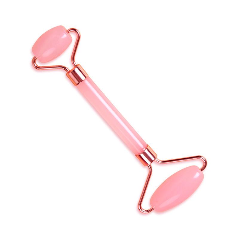 Rose Quartz Dual Roller & Heart-Shaped Resin Beauty Massager Set
