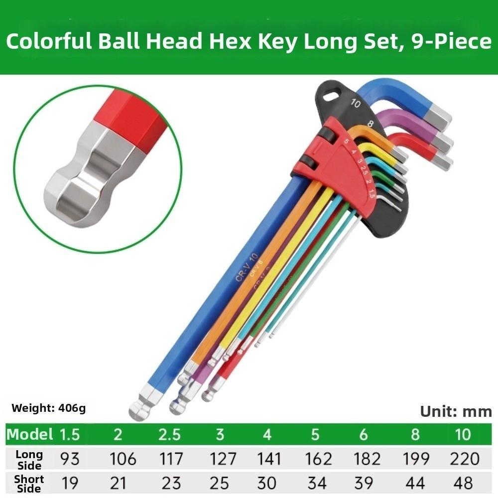 Precision Allen Wrench Set 1.5mm To 10mm Hexagon Spanner Set Heavy Duty L Wrench Kit For Machinery