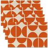 4/6/8 Stück Mid Century Modern Leinen-Platzsets Retro Gebranntes Orange Geometrische Halbkreise Esstisch-Sets Waschbare Küchenmatten