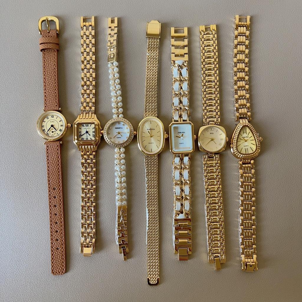 Niche Antique Vintage Watch Women'S Niche Light Luxury Retro Exquisite High-End Gold Steel Belt Watch