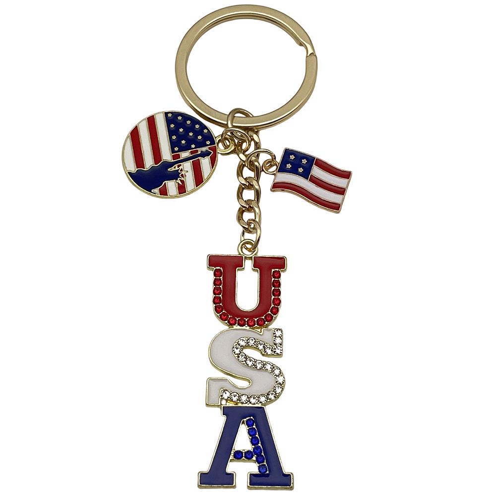 Independence Day Flag Heart & Star Earrings Keychain Pendant
