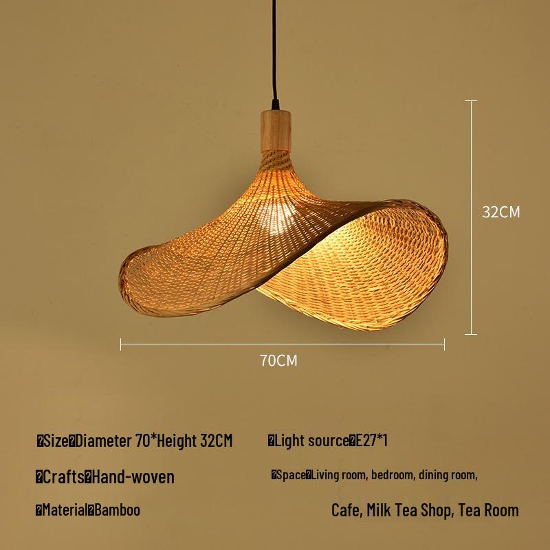 Bambusová ratanová závěsná lampa: Zenové osvětlení pro čajovnu, jídelní kout nebo čajovnu - Japonský starožitný styl