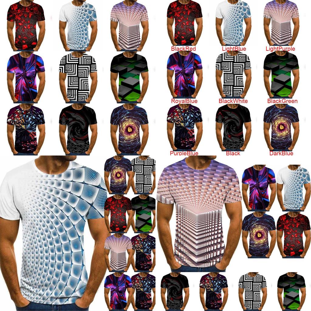 Men 3d Vortex Psychedelic Printed T-shirts Soft Breathable Short Sleeve Tee Tops