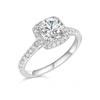 WOSTU Anello di Fidanzamento Solitario in Moissanite da 0,5CT per Donna Argento 925 Taglio Diamante Anelli Promessa Matrimoniale Fascia con Pietre Multiple Anillos