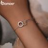 BAMOER 925 Sterling Silber Doppelkreis-Armband Ewigkeit, verstellbares Kettenglied, platiniert, für Frauen, Valentinstagsgeschenk