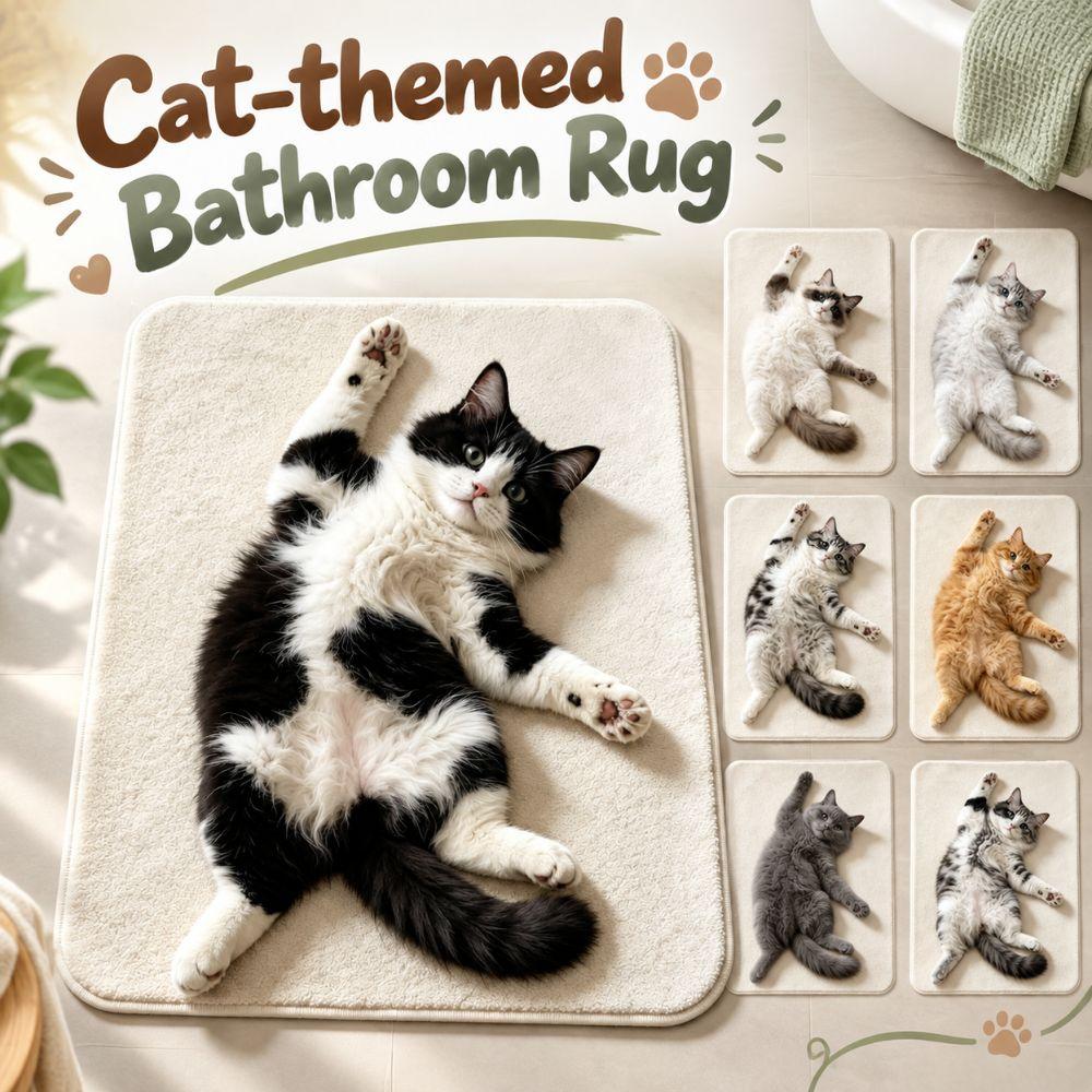 Water-absorbing Cute Cat Floor Mat Bedroom Door Small Rug Table Bedside