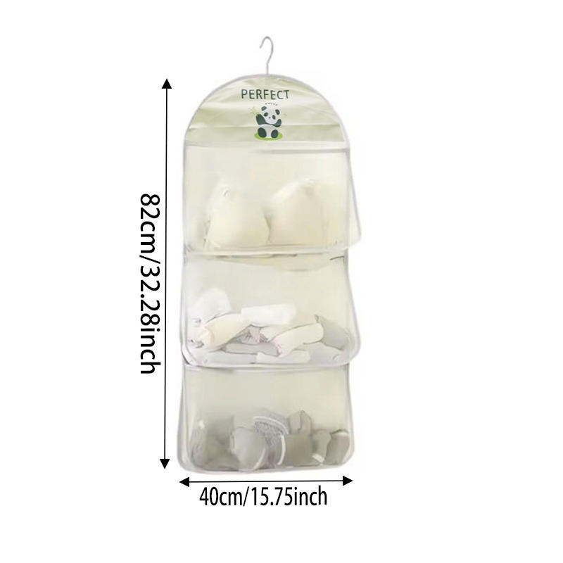Double Layer Storage Hanging Bag Sock Storage Hanging Bag Wardrobe Dormitory Mesh Bag Underwear Wall Hanging Sorting Storage Bag