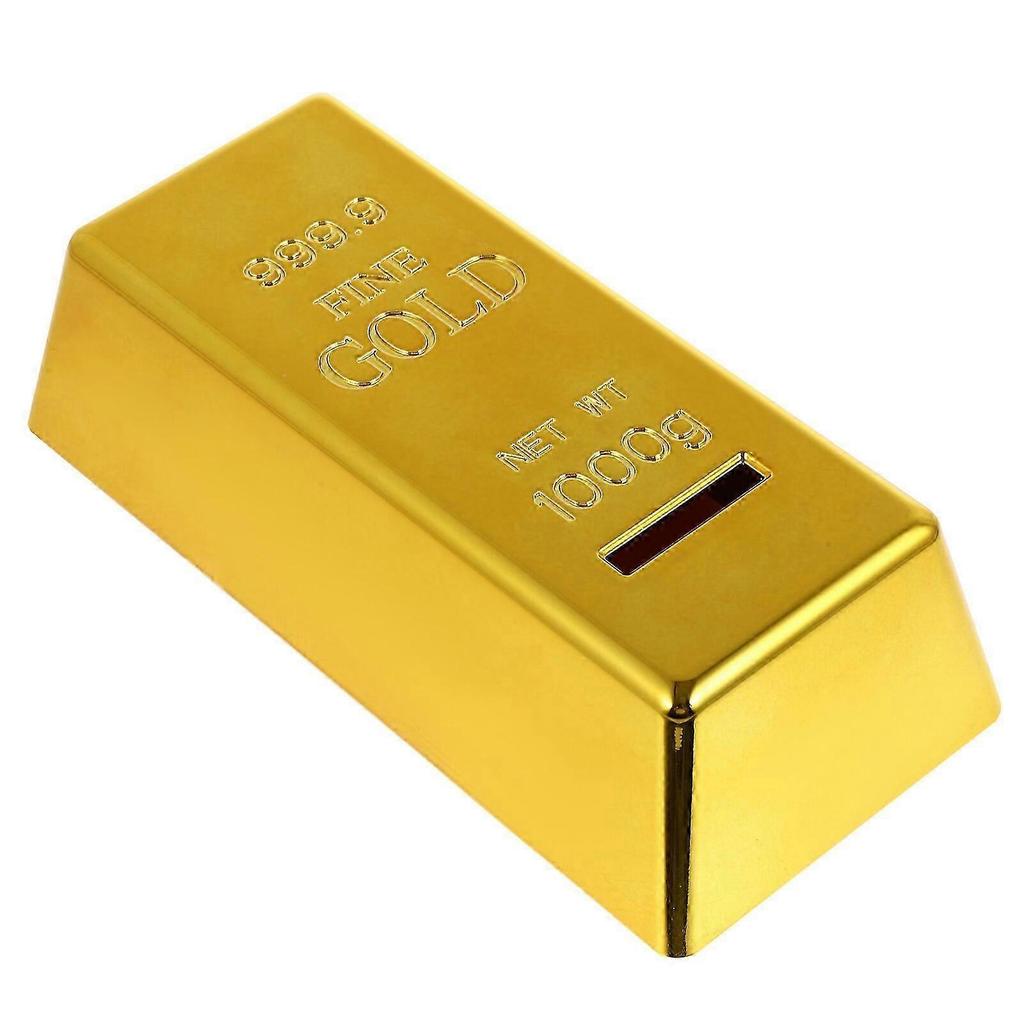 Novelty Gold Bar Shaped Money Box Luxury Style Bank Saving Pot (Golden)