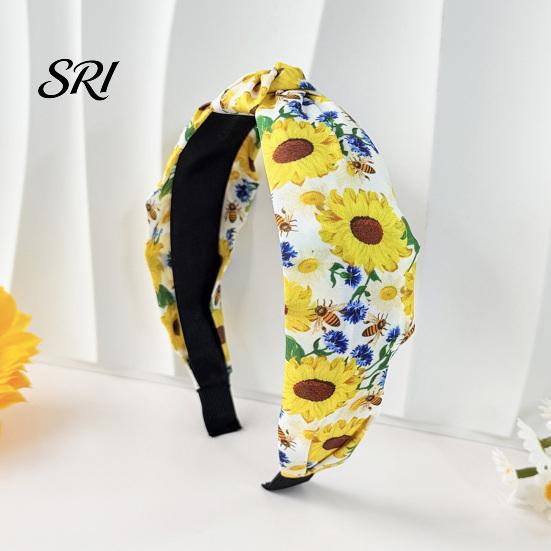 Women Wide Headband Hairband Flower Printed Knotted Cloth Head Band Fashion Adjustable Knot Hairbands Non Slip Hair Accessories for and Girls