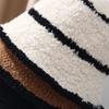 Lamb Wool Contrasting Color Striped Knitted Bucket Hat Women's Autumn and Winter Fashion Show Face Small Warm Fisherman Hat