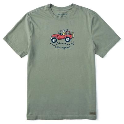 Life Is Good. Men's Offroad Jake Short Sleeve Crusher Tee, Moss Green