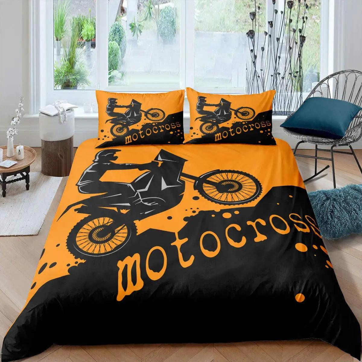 

Comforter Motorbike Twin Size Motocross Rider Bedding Set Racing Motorcycle Dirt Bike Extreme Sport Polyester Comforter (quilt)-EU Single(135*200cm)3pcs