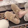 Wearing Hairy Slippers for Women In The Autumn Winter of 2025, New Comfortable and Warm Belt Buckle Cotton Mop with Toe Cover