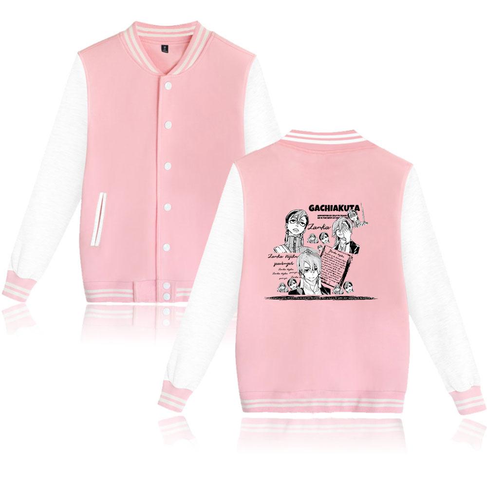 

Модная куртка Gachiakuta Cartoon для женщин и мужчин, свободная куртка Harajuku Baseball Coat, женская уличная одежда, весна-осень, верхняя одежда-бомбер XXS розовый