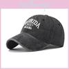 Florida Washed Cotton Baseball Cap With Embroidered Letter Design For Outdoor Sun Protection