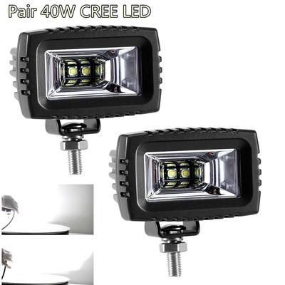 Universal Aluminum Pair 40W 4000 Lumens 6500K Real LED Flood Work Light Bar Off Road Backup Driving Lights Fog Lamp