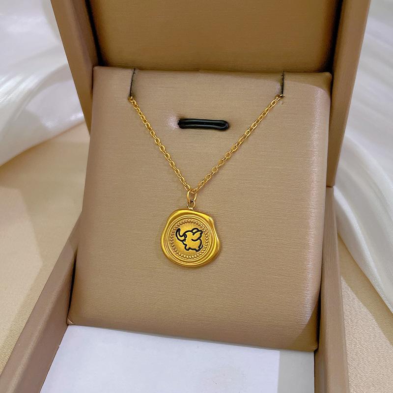 Geometric Planet Personality Minimalist Wind Furnace Real Gold Necklace Female Collarbone Chain
