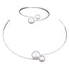 Wedding Necklace and Bangle Set Imitation Pearl Decor Full Rhinestones Jewelry for Ladies and Mother Decoration
