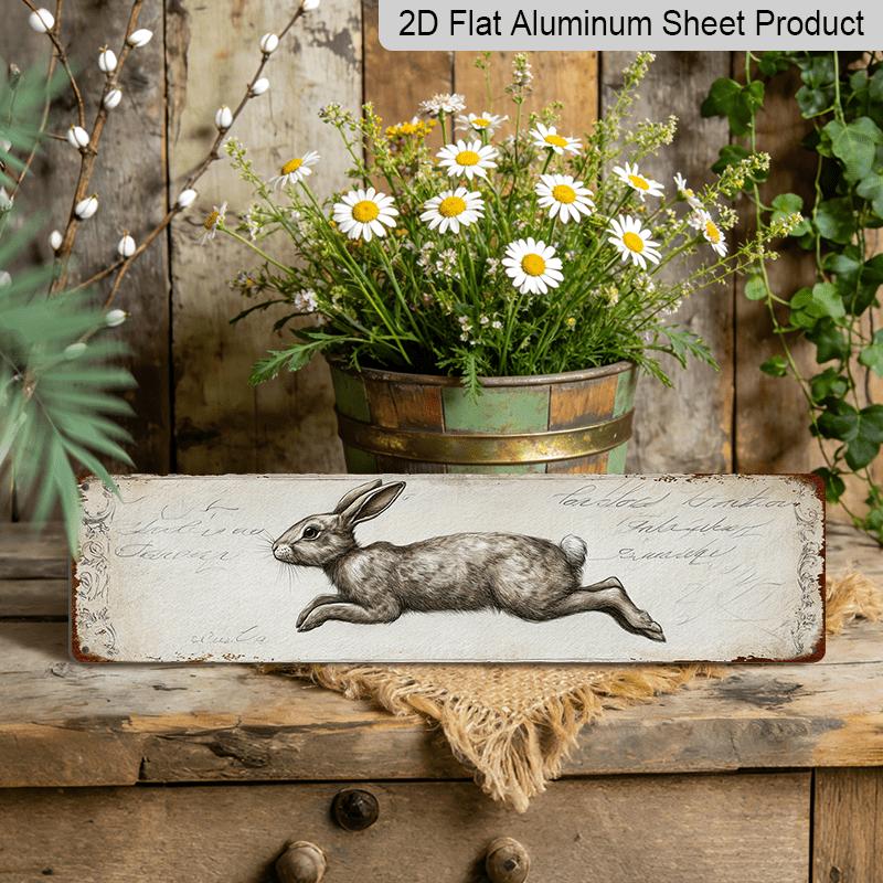 

15.7×3.94inch Retro Rabbit Metal Wall Sign - Vintage Rabbit Wall Decor Suitable for Home, Farmhouse, Cafe - Sign Suitable for Christmas, Easter 40cm x 10cm