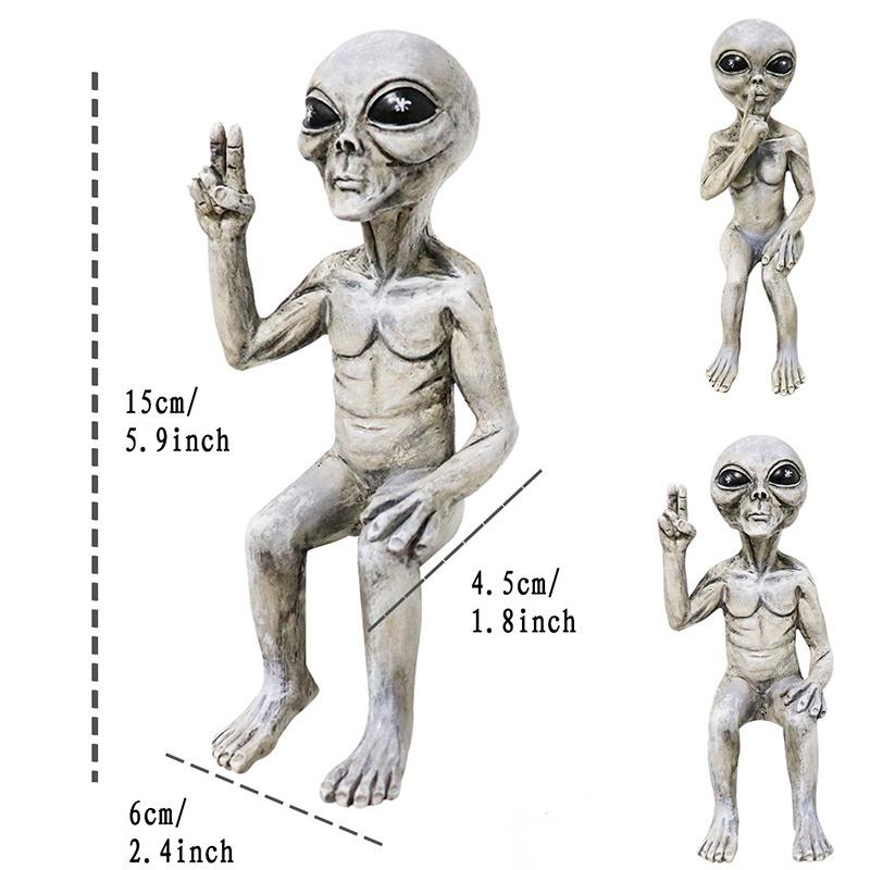 1Pcs Space Alien Statue Skeleton Decompression Gifts Skull Model Body Figure Toy Garden Figurine