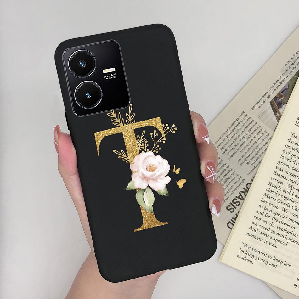 Flower Letters Case For Vivo Y22 2022 Y22S Matte Silicon Soft TPU Back Phone Cover For VivoY22 Y 22 22S Case Funda Bumper Shell