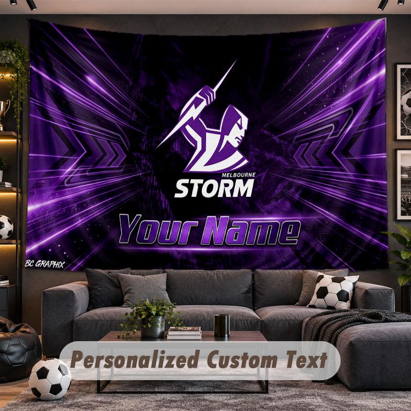 Wall Hanging Tapestry Custom NameMelbourne Storm Pattern Personalized Printed Fabric Wall Decor