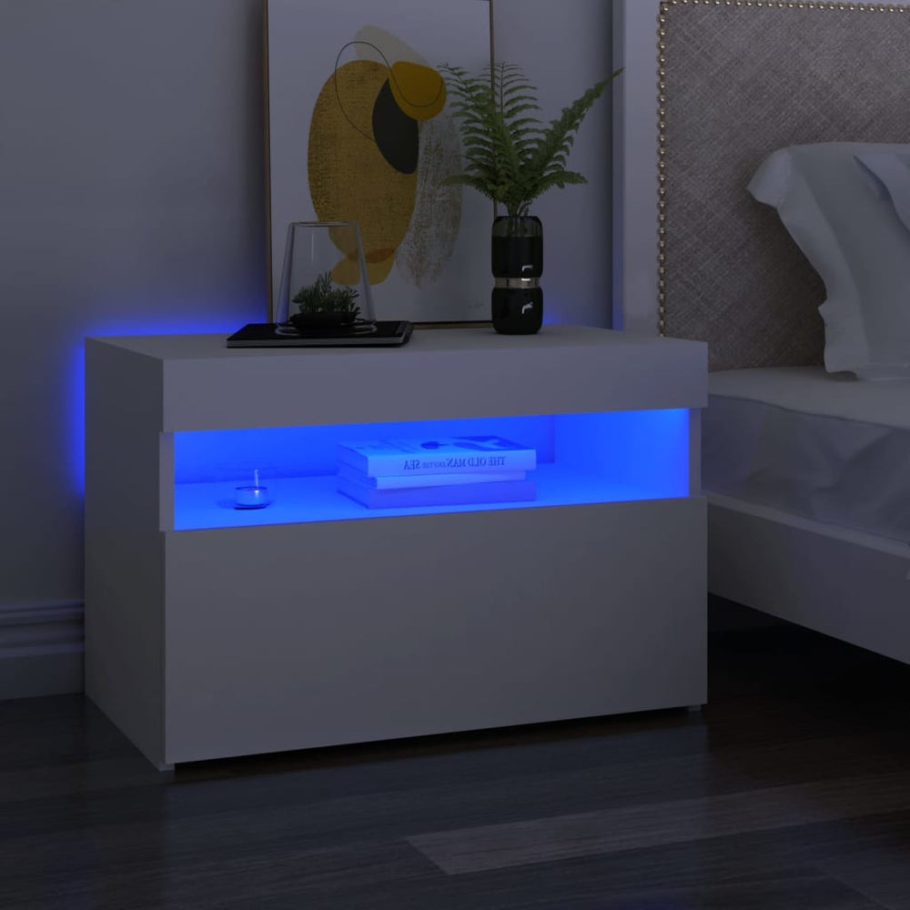 Table de chevet avec lumières LED  60x35x40 cm