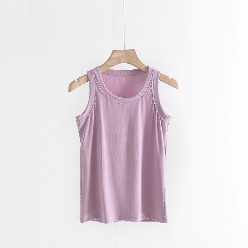 

Modal Loose Slim Looking Cover Supernumerary Breast Vest Women s Summer Thin Outwear Silm T-shirt Plus Size Inner Match Sleeveless Tops Taro purple 2XL (70.00 kg-80.00 kg recommended