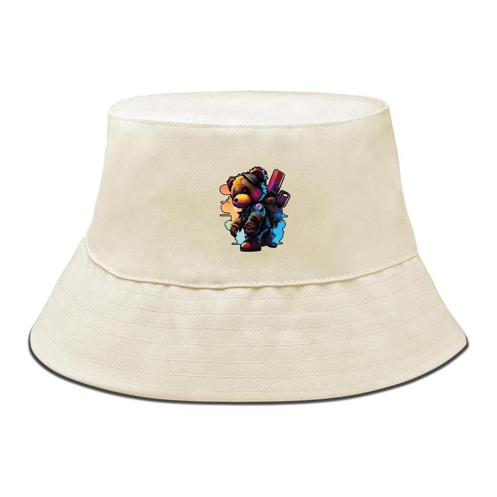 Pălărie Bucket cu Imprimeu Colorat cu Urși, Pălărie Cool Animal Fisherman Culoare Solidă de Vară Unisex pentru Plajă
