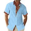 Men's Printed Stitching Design Short Sleeve Button Shirt Men's Casual Fashion Shirt