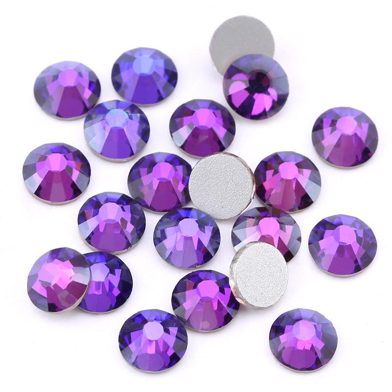 New Color Velvet Purple Electroplated Manicure Flat Bottom Rhinestone, Crystal Glass Drill Diy Manicure Nail Decorative Accessories