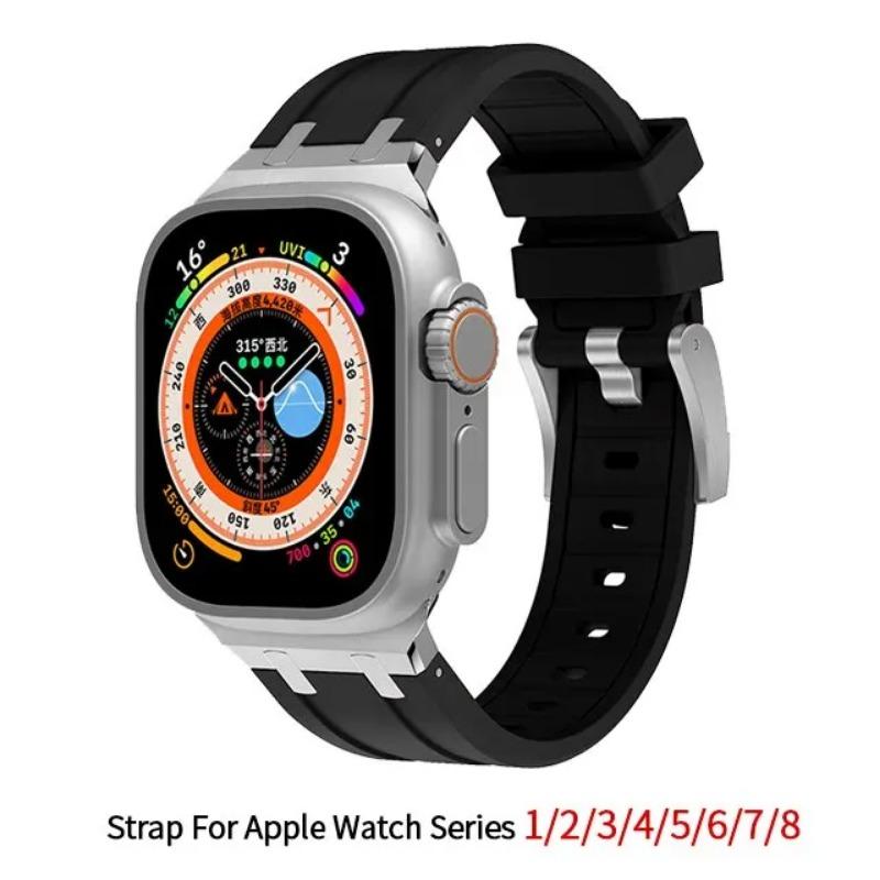 Gummiband für Apple Watch Band 49 mm 45 mm 41 mm 44 mm 40 mm Silikon Sportarmband Correa IWatch Serie 9 8 Ultra 7 6 Uhrenarmband