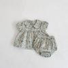 Summer 2025 Baby Girl Orchid Flower Peter Pan Collar Top & Pants Set