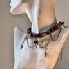 Wrapped Riveted Metal Leather Collar, Punk Heart-shaped Girl Y2k Subculture Niche Necklace