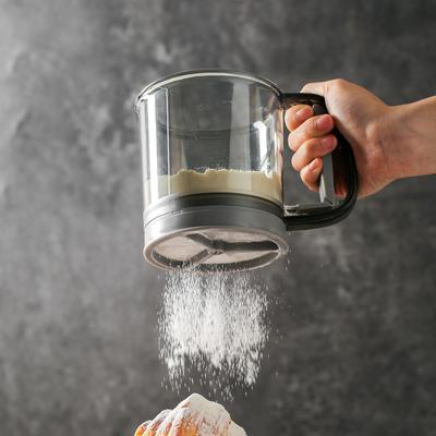 Küchenmehlsieb, Handsieb, halbautomatisch, Zuckersieb, Pulverstreuer, Griff, Messbecher, Werkzeug zum Backen, Küchenwerkzeuge