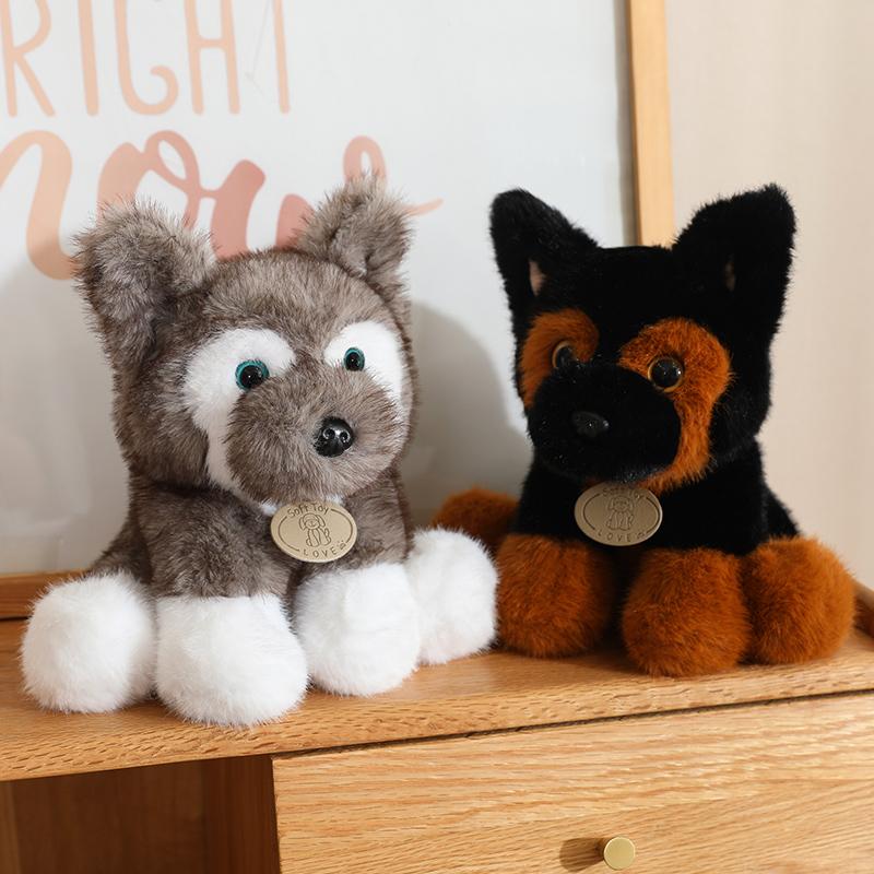 Favorite Toy Unisex Kids Brown/Gray/White Plush Dog Husky Wolf Cub Stuffed Animal Soft Cuddly Realistic Lifelike Creative Gift Kids Collectors Love Tag