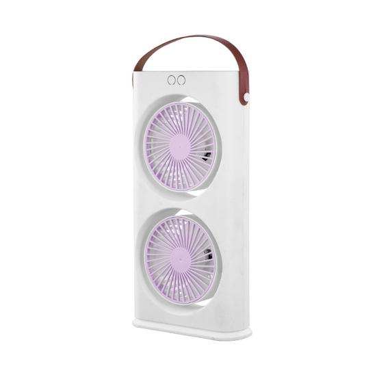 Dual Head Desktop Fan with LED Night Light Rechargeable Small Circulator Fan Portable