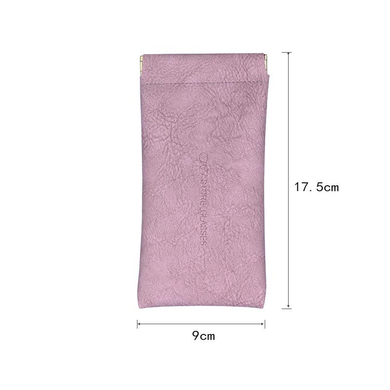 

Унисекс кожаный чехол для солнцезащитных очков с эластичной застежкой - Портативный однотонный чехол розовый