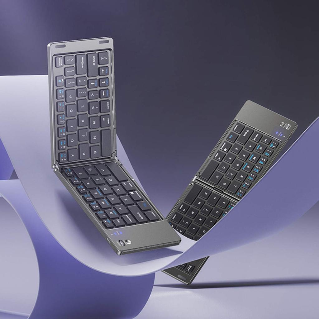 Folding Bluetooth Keyboard for iPad, Mobile Phone, Computer, Magnetic Silent Wireless