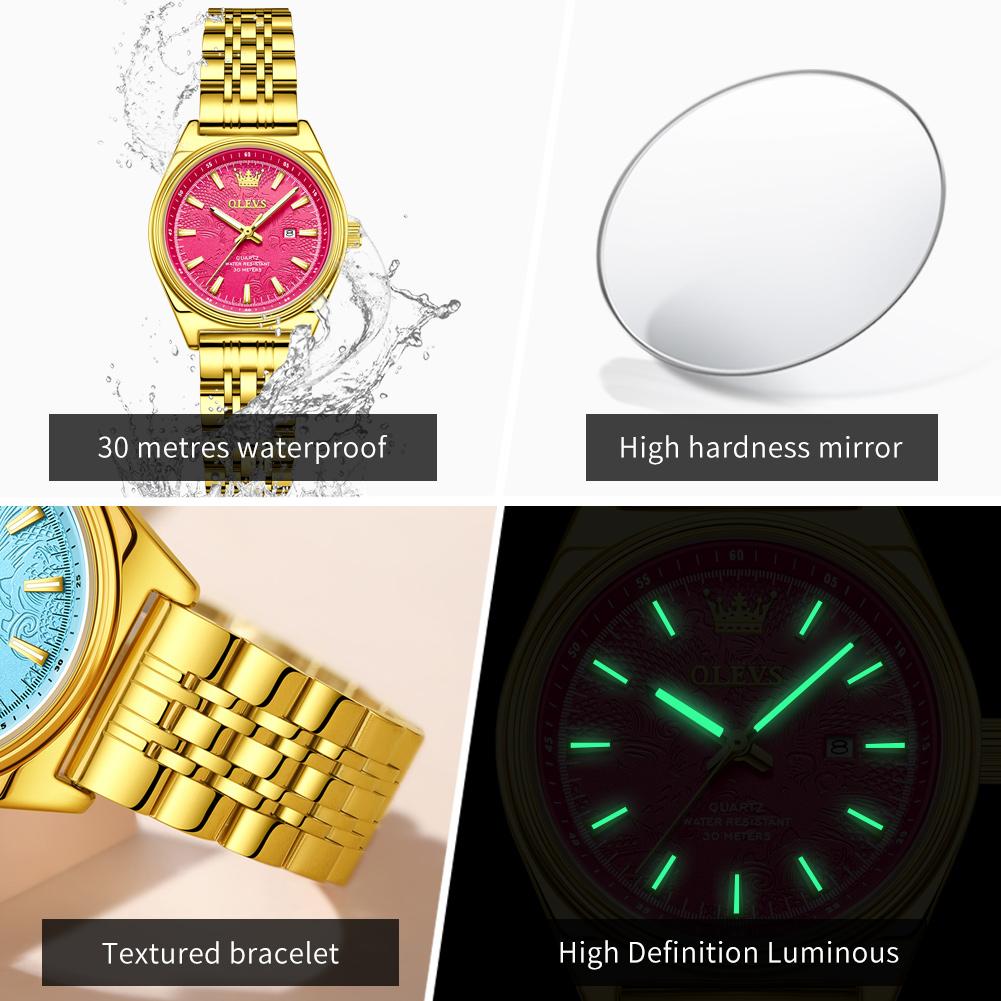 New Fashion Purple Dial Ladies Quartz Wristwatches Luxury Watch Women Waterproof Casual Dress Female Clock Montre Femme