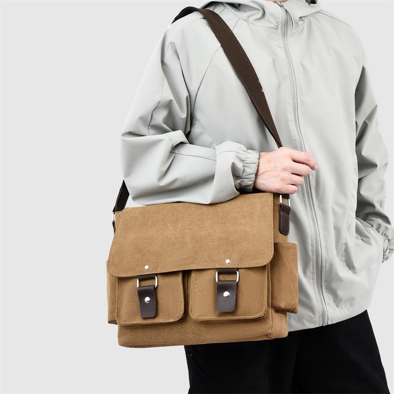 Men's Retro Canvas Messenger Bag – Casual Crossbody Sling with Adjustable Strap for Outdoor & Travel Use