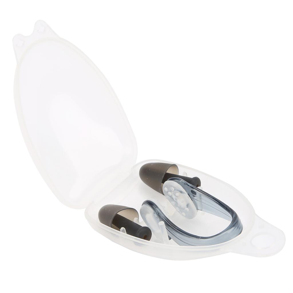 Soft Silicone PC Swimming Ear Plugs Nose Clip Set for Waterproof Surfing Diving SportsBlack