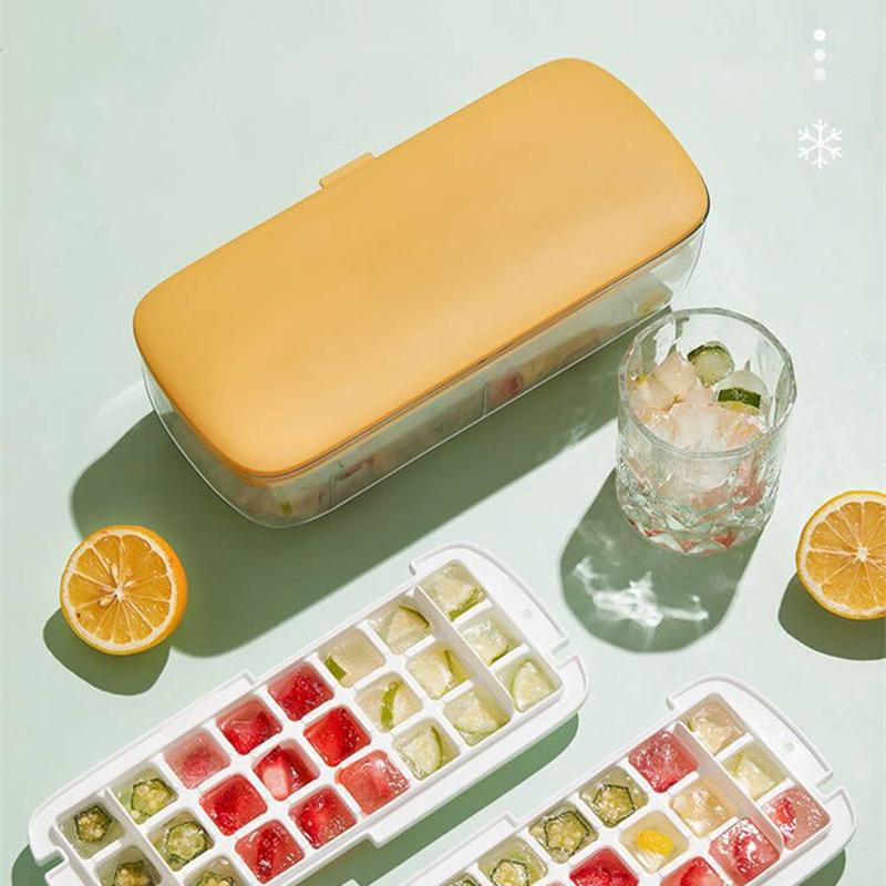Press Type Silicone Ice Cube Maker 2 In 1 Ice Cube Ice Tray Making Mould Box Sets Creative Kitchen Gadgets Summer Cold Drink DIY