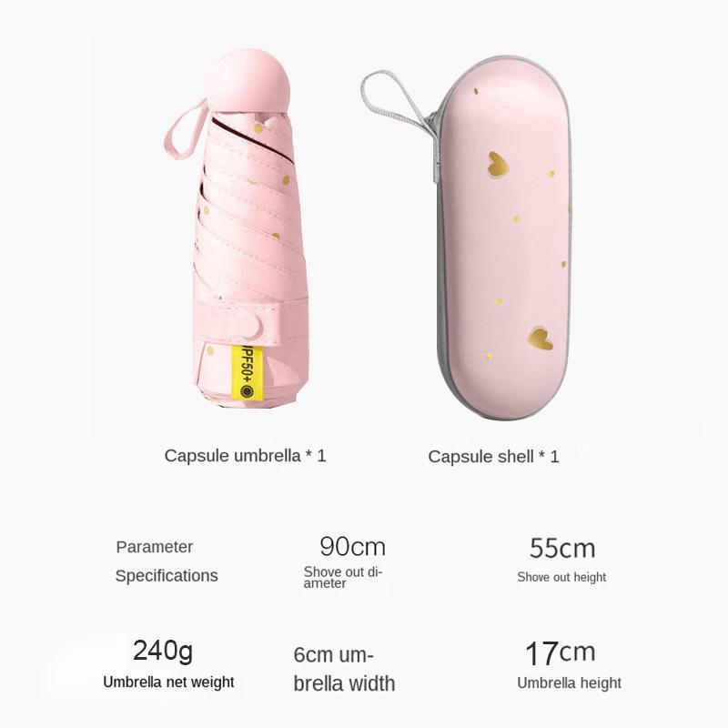 Kapesní deštník Mini Capsule Sunny Rainy Deštník na slunce a déšť, UV ochrana, přenosný lehký slunečník