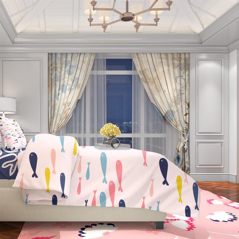 2PCS- Classic Butterfly - Printed curtain, 100% polyester material, suitable for bedroom curtains and living room decoration.