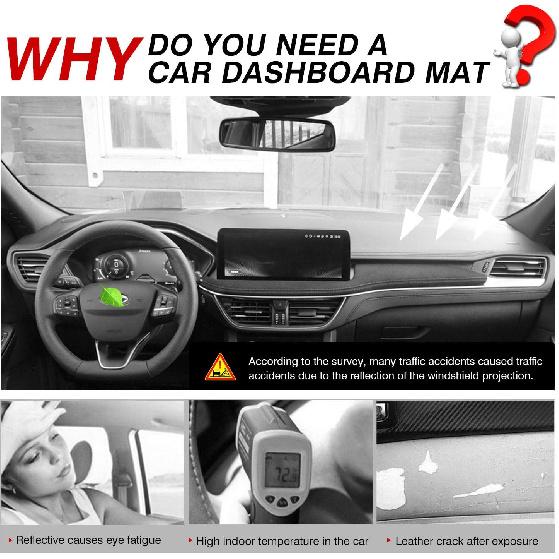 Autorder Dashboard Cover Mat for Ford Escape 2020 2021 2022 2023 2024 2025 Accessories Dash Cover Suede Dash Mat Sunshade Glare UV Rays Protector