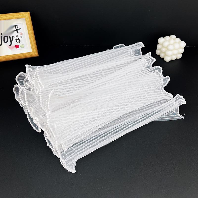 Korean Pearl Ruffle Gauze Floral Bouquet Wrapping Material - Pleated Mesh Wave Gauze