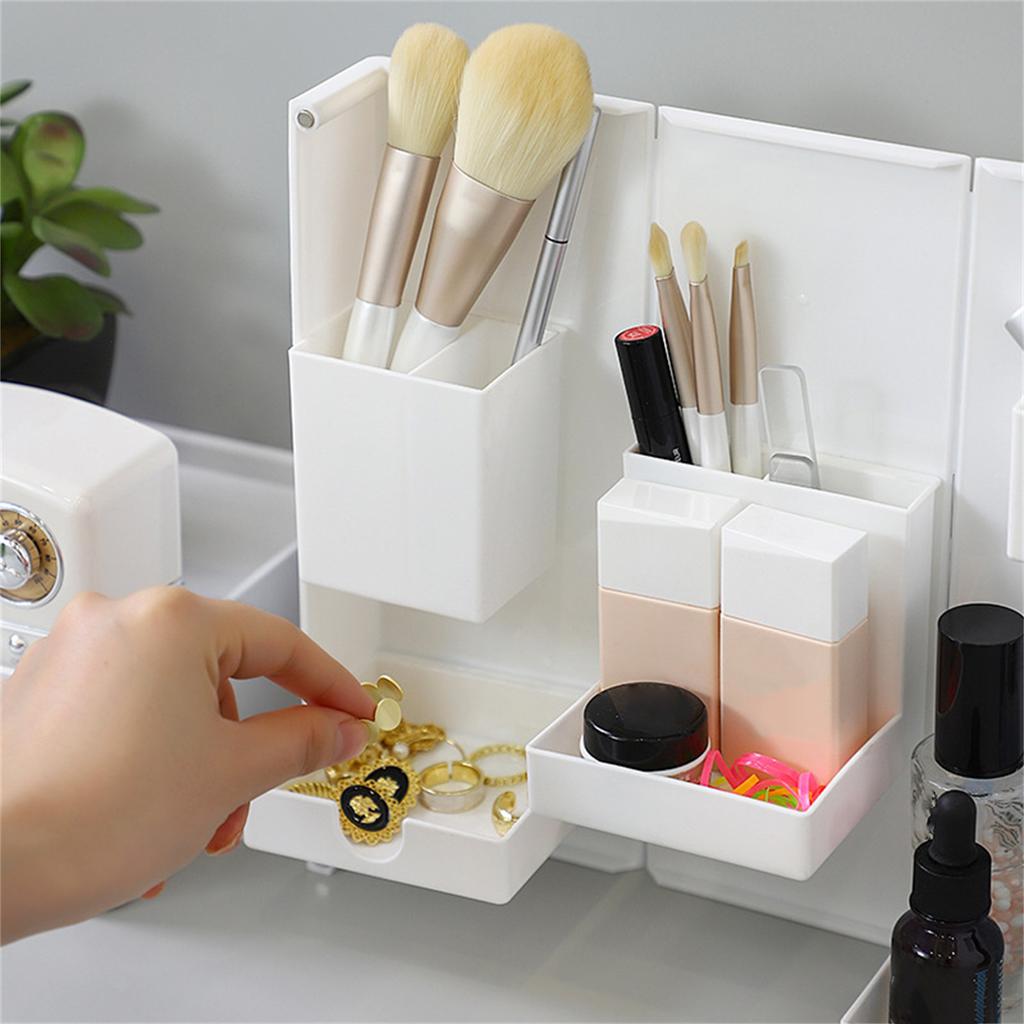 Folding Standable Stationery Box Office Pencil Holder Desktop Magnetic Plastic Makeup Case