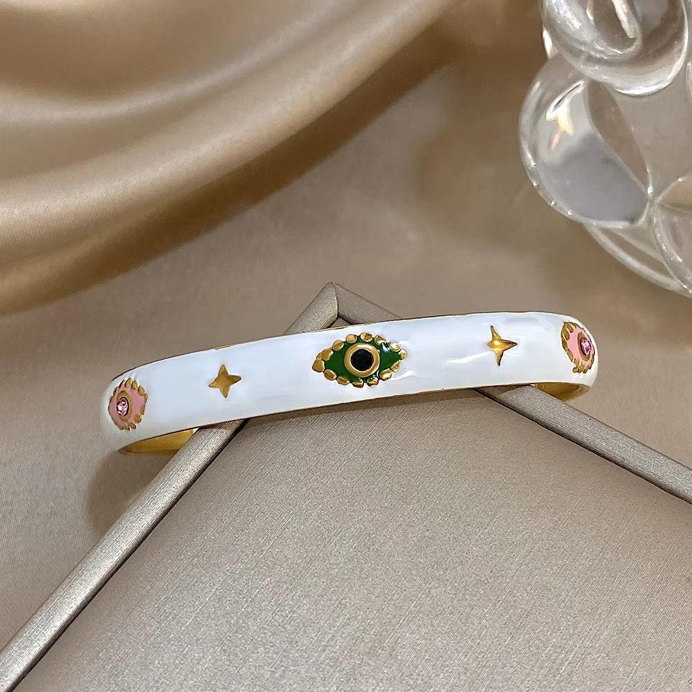 Devil's Eye Cuff Bracelet Oil Drip Design Demon's Eye Bracelets Women's Bangle Girls Gift